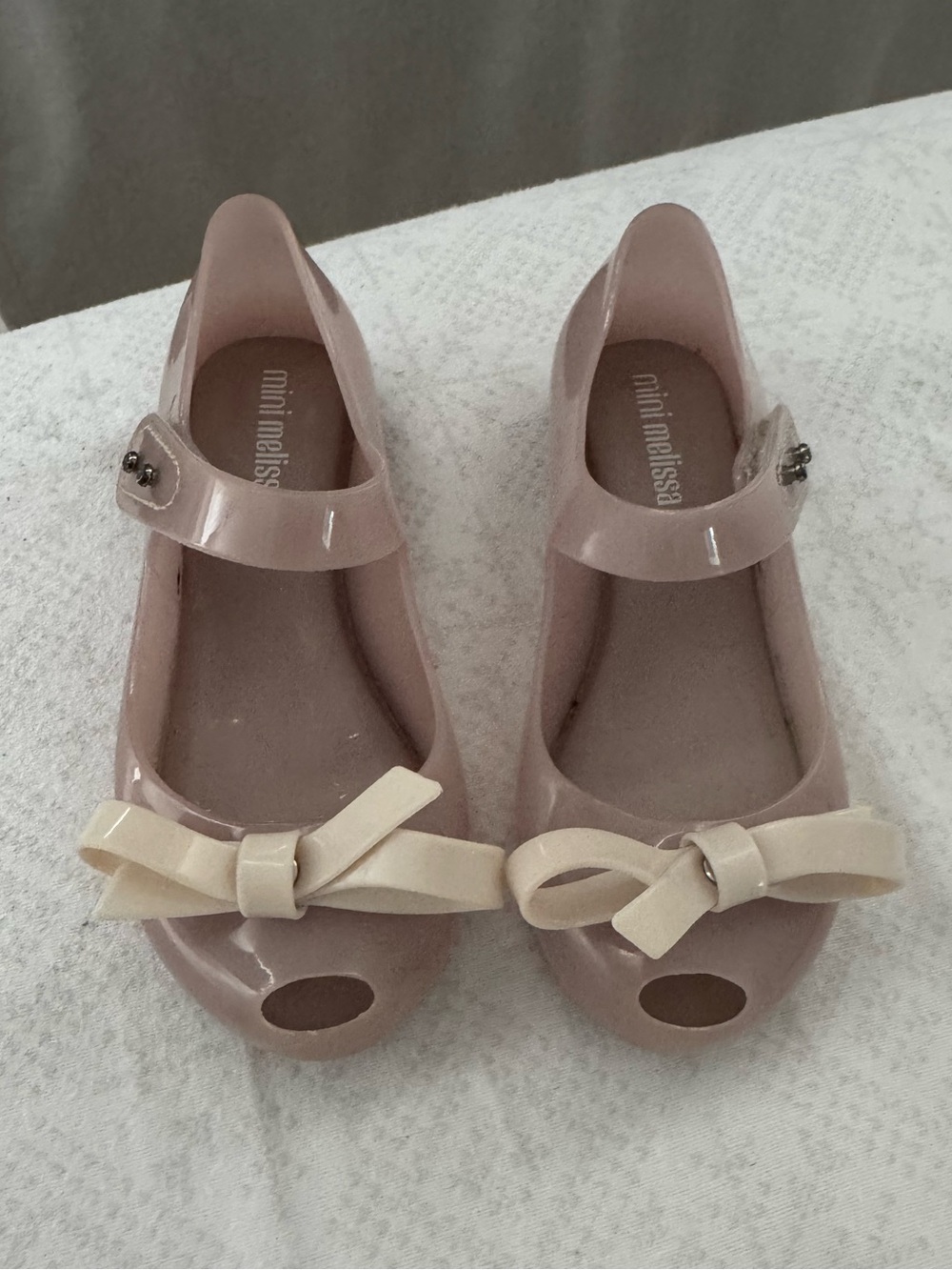 mini melissa Girls' Pink Jelly Mary Jane with Cream Bow size 11